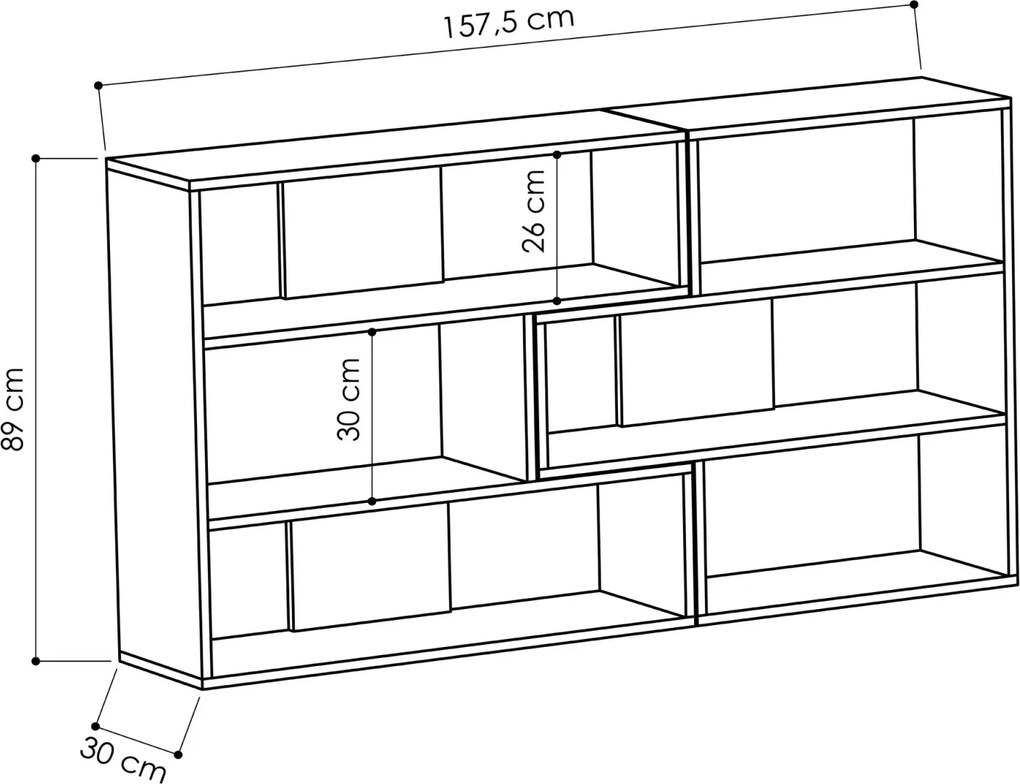Moderná rohová knižnica Houseland Molly No.3 biela