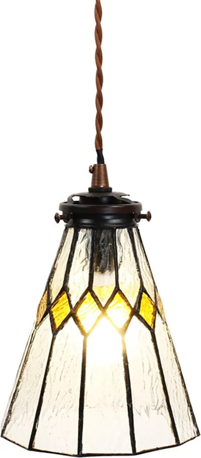 Závesná Tiffany lampa žlté detaily Yello - Ø 15*115 cm E14/max 1*25W