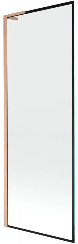Mexen Next L, 1-krídlová vaňová zástena 70 x 150 cm, 6mm číre sklo-čierny vzor, medený profil, 895-070-000-03-70-65