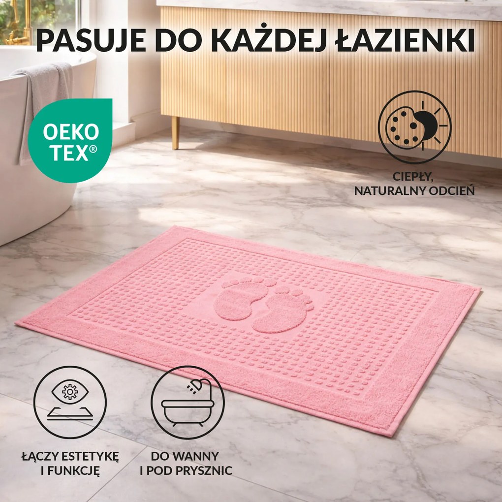 PODLOŽKA DO KÚPEĽNE HOTEL FEET 50X70 CM RUŽOVÁ