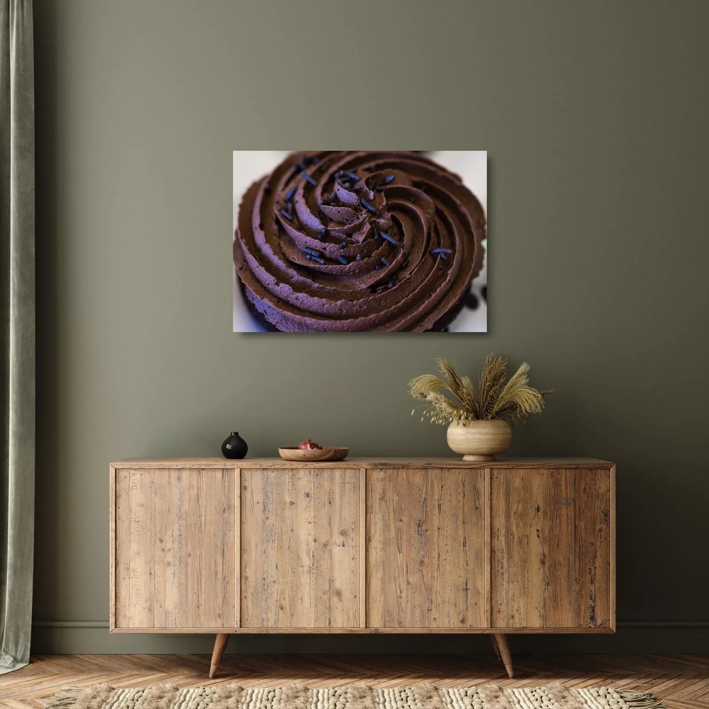 Sklenený obraz - Čokoládový Cupcake (70x50 cm)