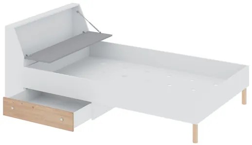 Posteľ pre mládež Esponire EP14 / 15 L / P, Rozmer postele: 90x200 cm, Farby: lux biela / dub artisan + sivá