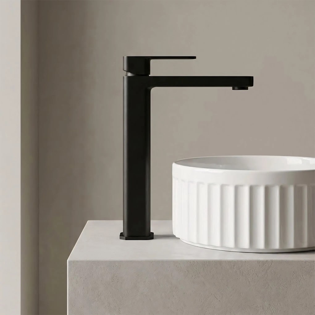 Rea Arlo, vysoká umývadlová batéria h-295, čierna matná, REA-B4586