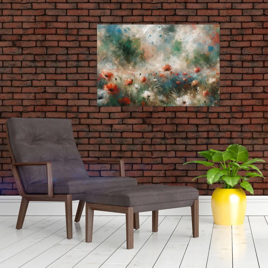 Obraz – Abstrakcia poľa s makmi (90x60 cm)