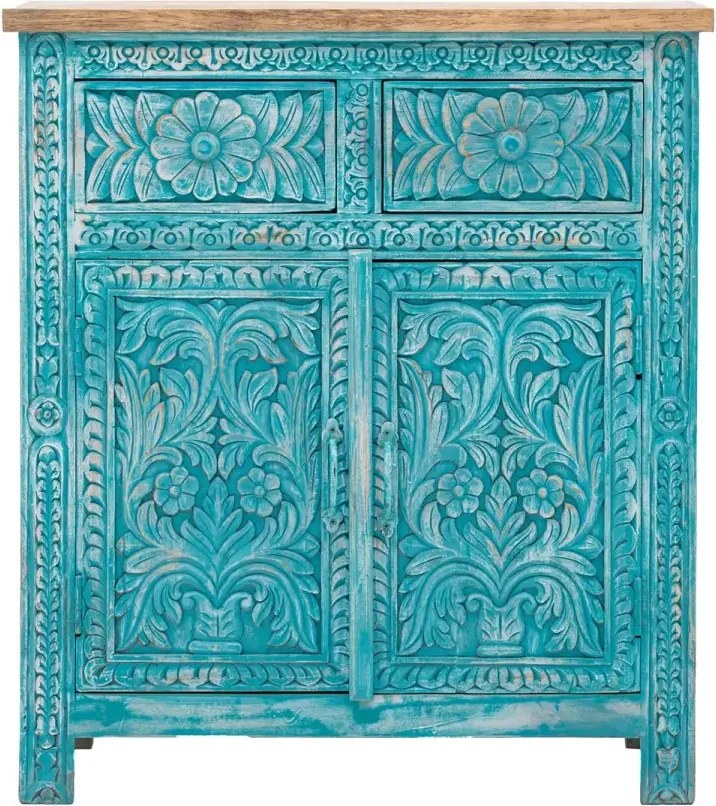 furniture-nabytek.cz - Masívna komoda Santa Cruz z mangového dreva, modrá, lakovaná