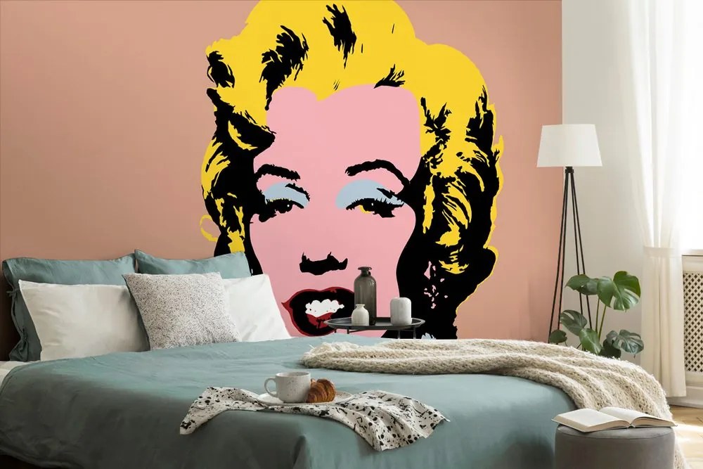 Samolepiaca tapeta pop art Marilyn Monroe na hnedom pozadí