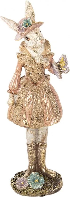 Králičie pani v šatách s motýlikom a so zlatým ligotom - 9*8*26 cm
