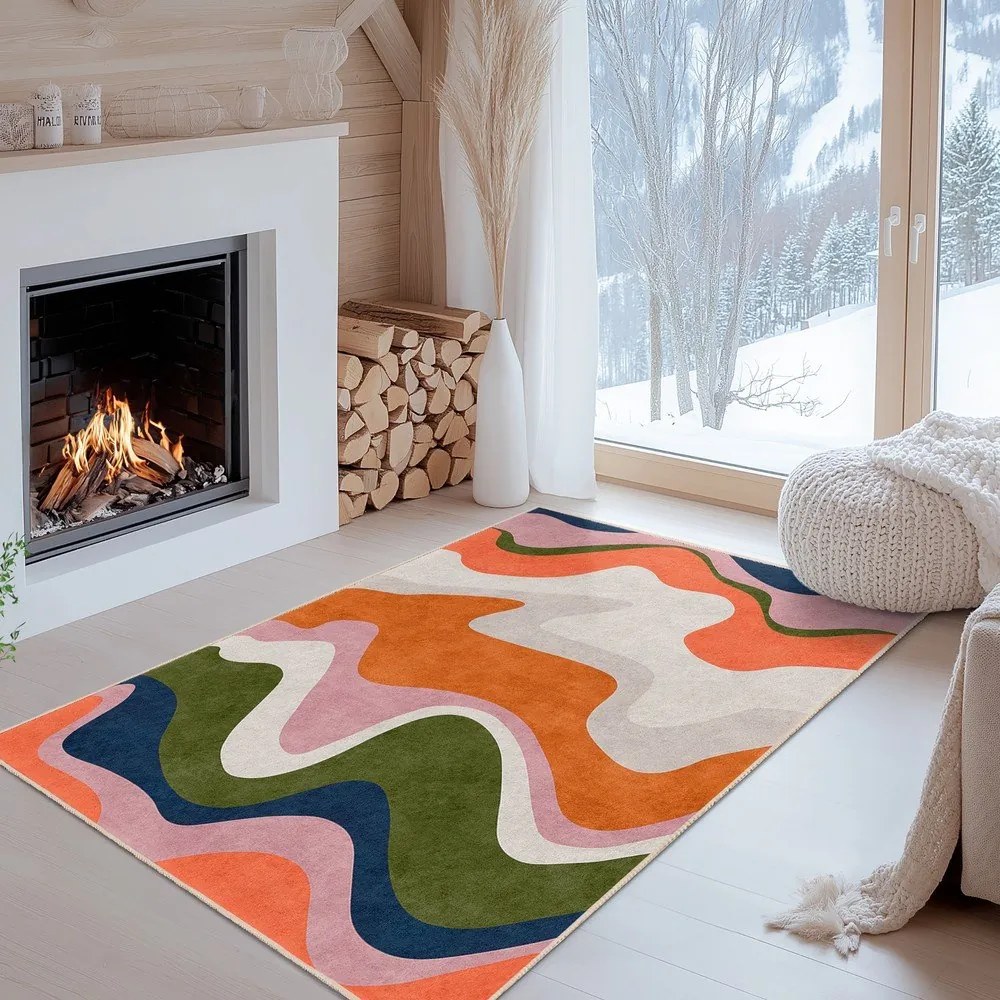 Oranžový prateľný koberec 60x100 cm Squiggly Orange – Mila Home