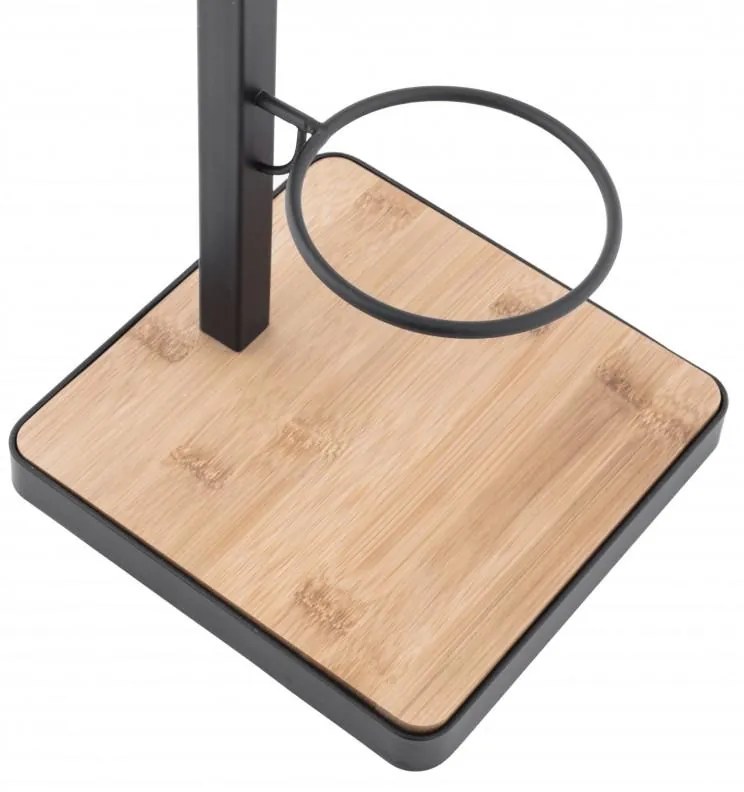 Držiak toaletného papiera s WC štetkou HANK - kov/bambus - čierny