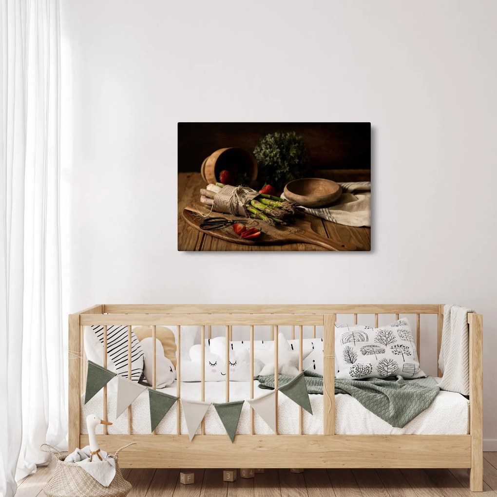 Obraz špargle na stole (90x60 cm)