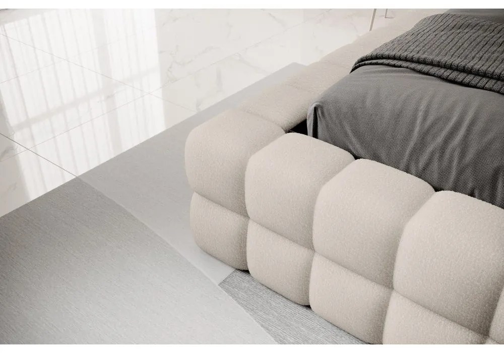 Béžová čalúnená dvojlôžková posteľ s úložným priestorom s roštom 160x200 cm Dizzle – ELTAP