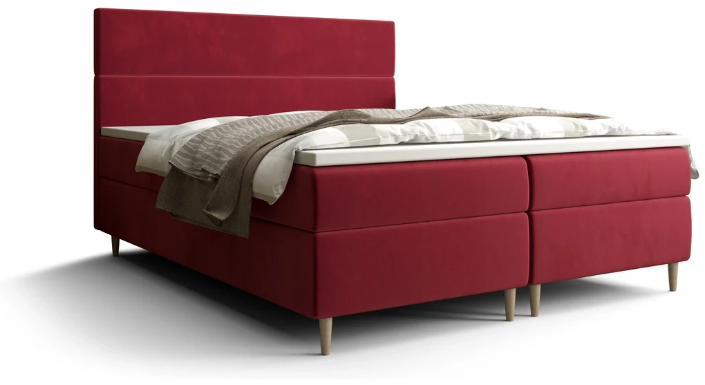 Manželská posteľ Boxspring 140 cm Flu (bordová) (s matracom a úložným priestorom). Vlastná spoľahlivá doprava až k Vám domov. 1046536