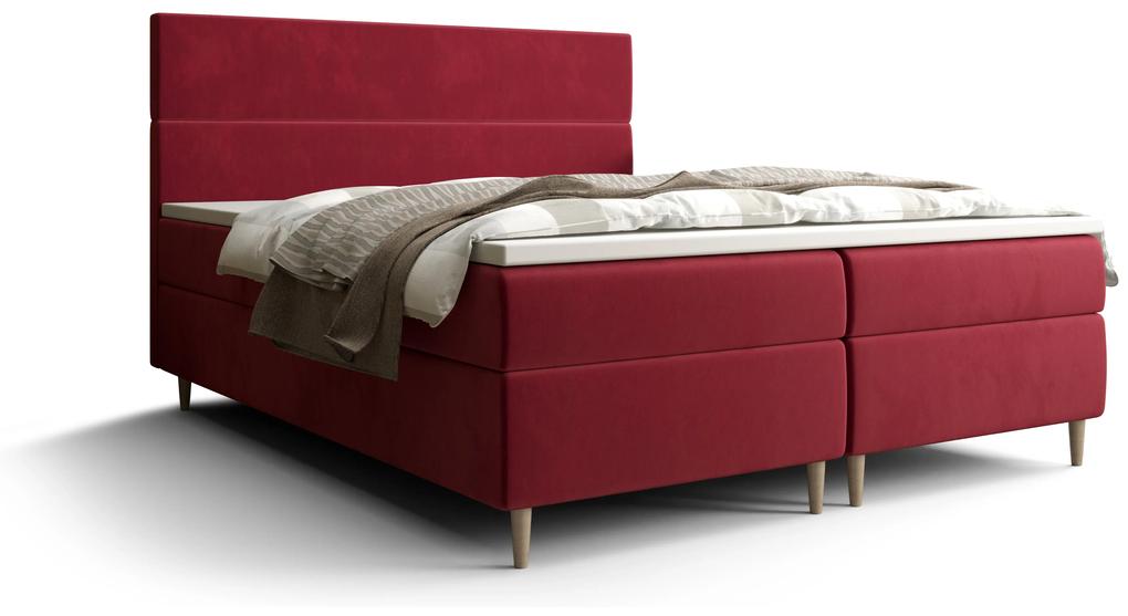 Manželská posteľ Boxspring 160 cm Flu Comfort (bordová) (s matracom a úložným priestorom). Vlastná spoľahlivá doprava až k Vám domov. 1055932