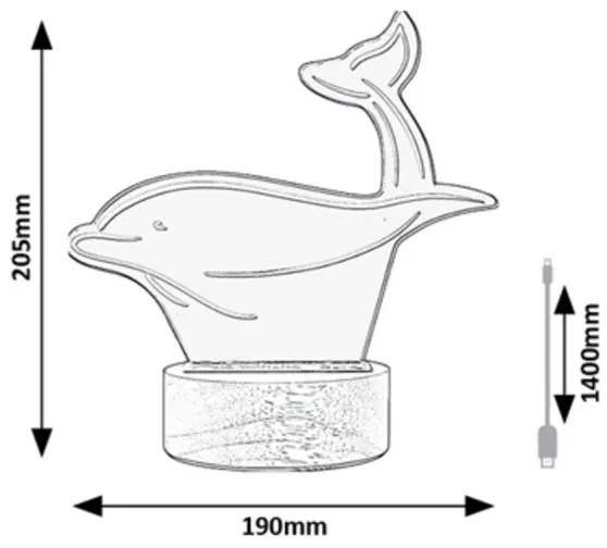 Rabalux 76002 - LED Detská stolná lampička AKALI LED/2W/5V 3000K delfín buk
