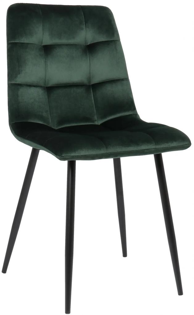 Jedálenská stolička Tilde ~ zamat, kovové nohy čierne - Zelená