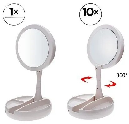 VER 15568 Skladacie kozmetické zväčšovacie zrkadlo s LED podsvietením