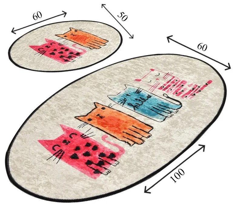 Súprava 2 kusov kúpeľňových predložiek Mačiatka viacfarebná