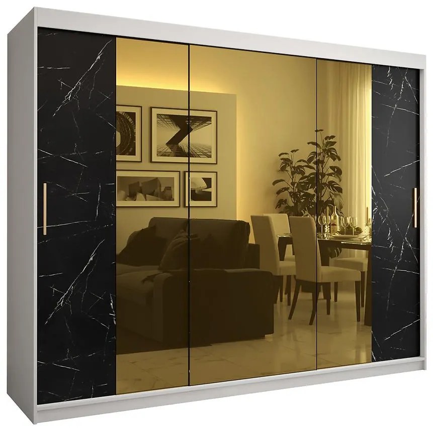 Skriňa Platinum T2 250 biely mramor/čierna