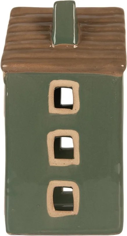 Zelený keramický domček na čajovú sviečku Lamont - 9*8*15 cm