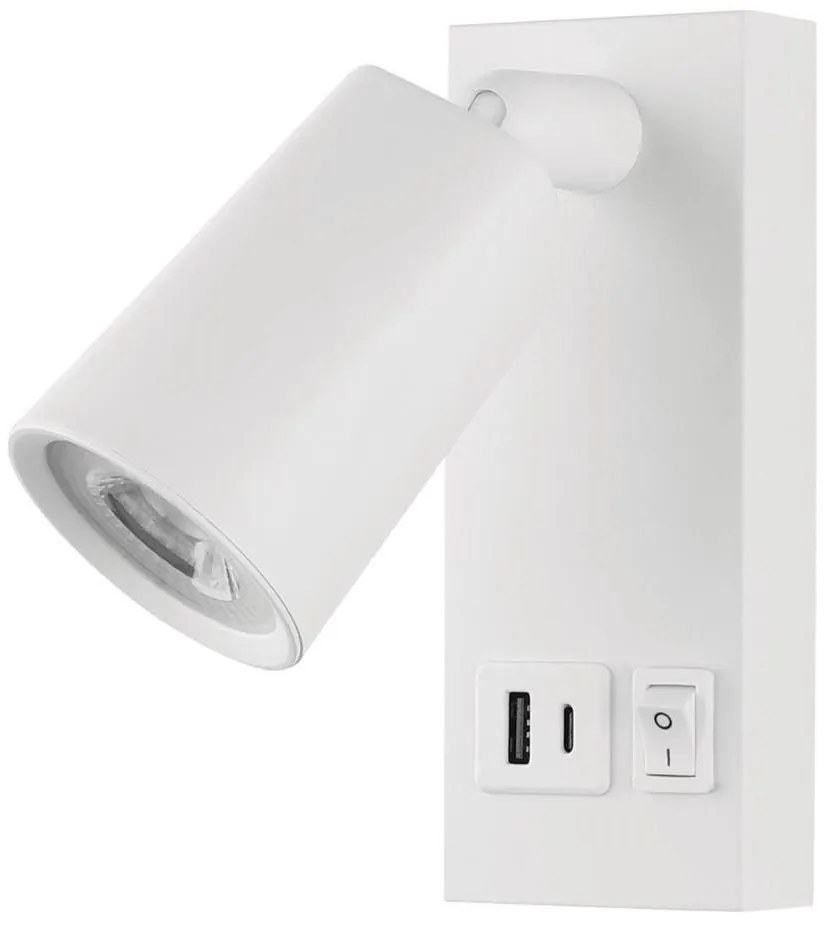 Eurolamp LED Nástenné bodové svietidlo s USB CHARGE LED/5W/230V biela EU0437