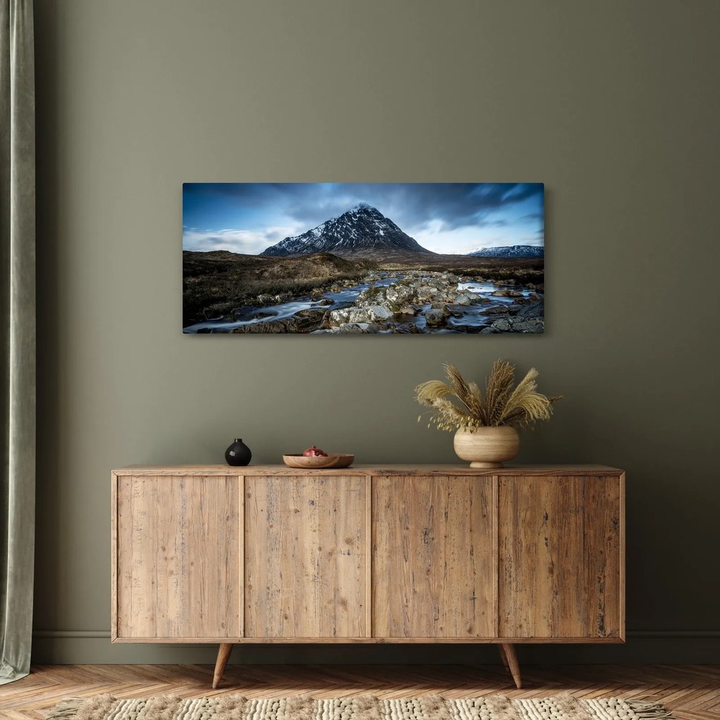 Obraz hory a rieky (120x50 cm)