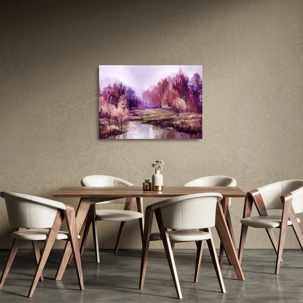 Sklenený obraz - Jesenná krajinomaľba (70x50 cm)