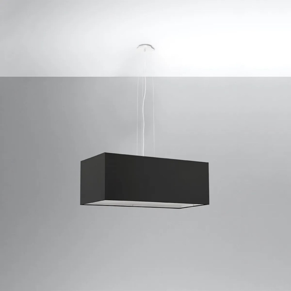 Závesné svietidlo Santa, 1x čierne textilné tienidlo, (biely plast), (80 cm)