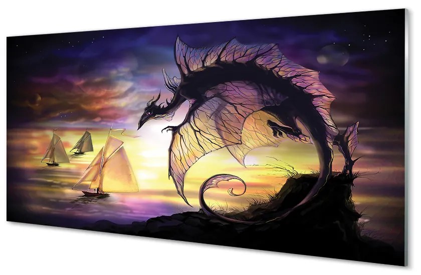 Nástenný panel  Dračie lode mraky sea 125x50 cm