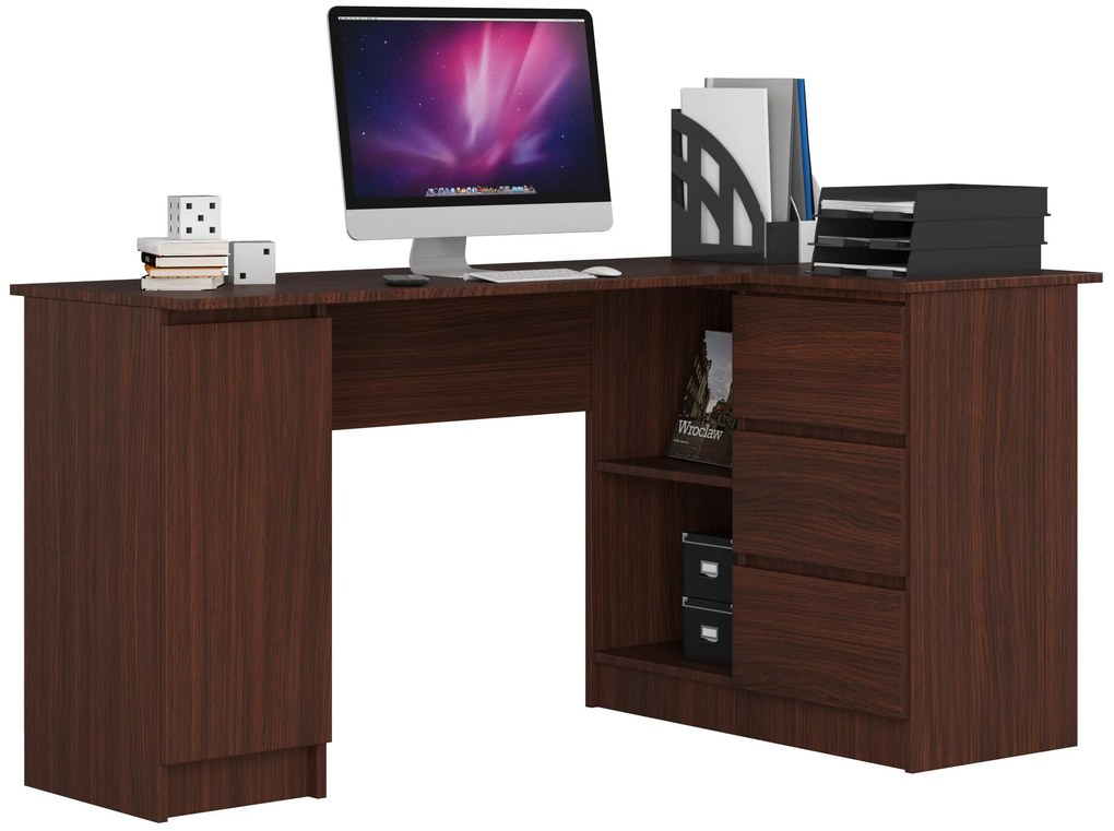 Rohový PC stolík Bevin (wenge) (P). Akcia -12%. Vlastná spoľahlivá doprava až k Vám domov. 1068960