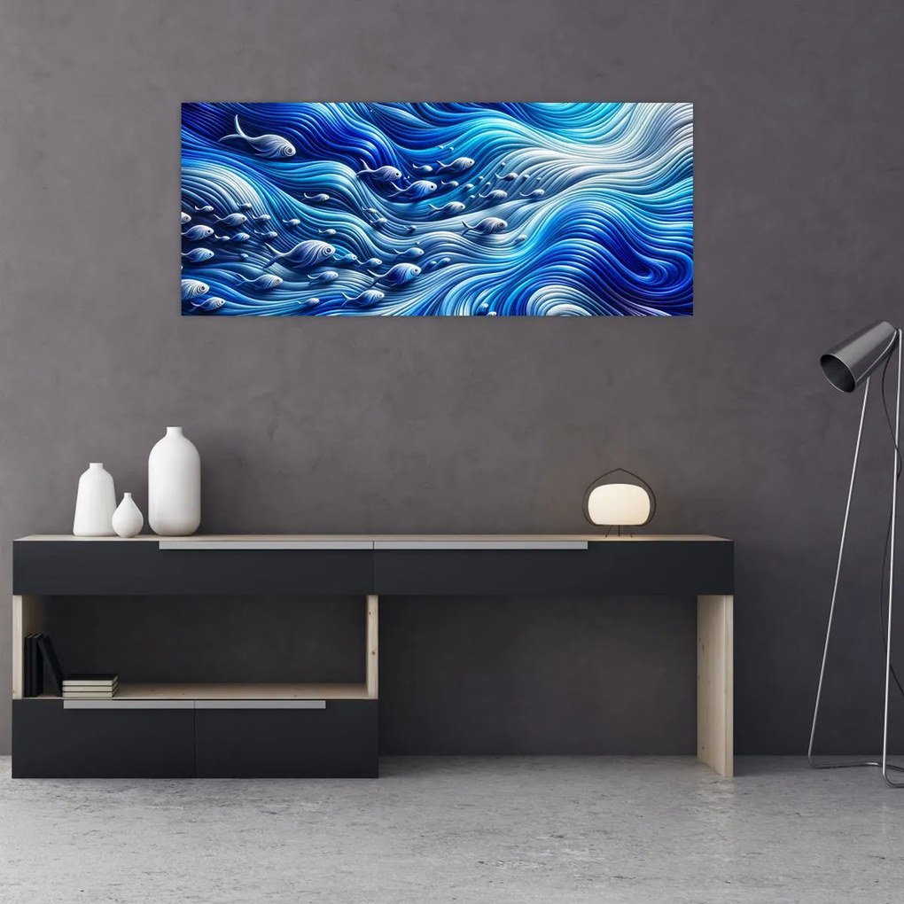 Obraz – Ryby vo vlnách (120x50 cm)