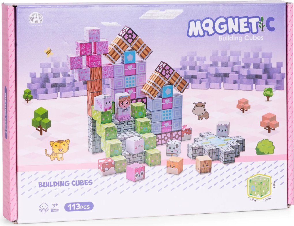 MULTISTORE Magnetické kocky stavebnica 113 dielov pre deti 3+ – kreatívna a edukatívna