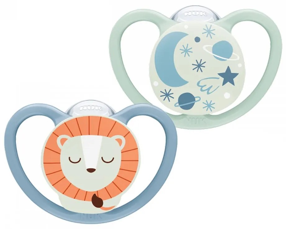 Dojčenský cumlík NUK Space Nights 6-18m 2ks/BOX chlapec