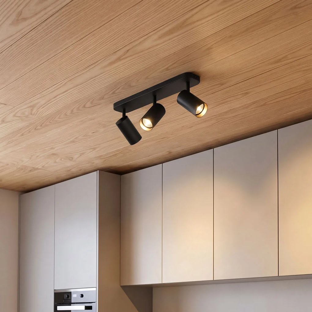 Moderné stropné svietidlo čierne 3-svetlové GU10 70mm - Jeana Luxe