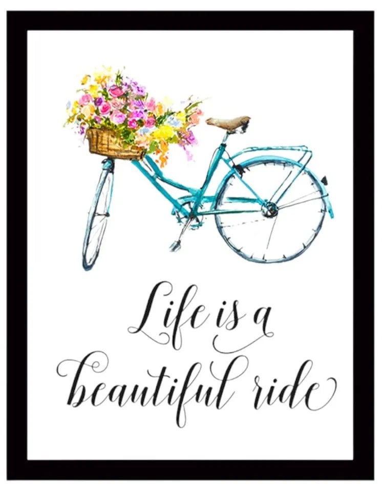 Nástenný obraz na plátne v čiernom ráme Tablo Center Bicycle, 29 × 24 cm