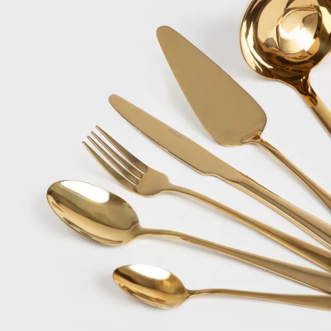 Súprava príborov ABELE s lopatkou a naberačkou, zlatá 18 ks 721878