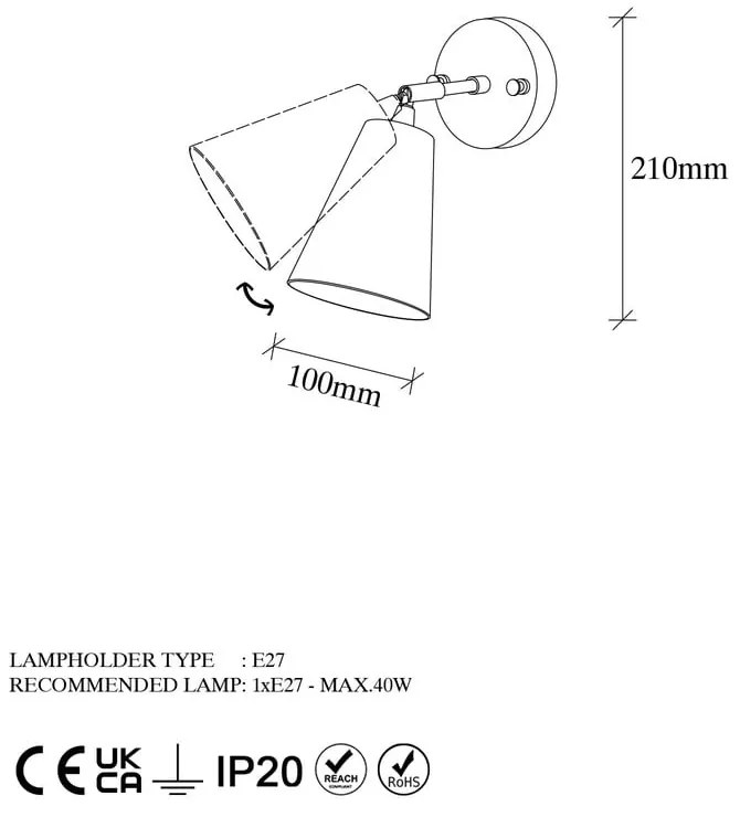 Nástenné svietidlo v čiernej a zlatej farbe ø 10 cm Evander – Opviq lights