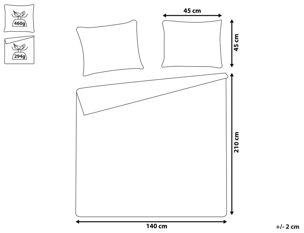 Sada vzorovanej prikrývky na posteľ a vankúšov 140 x 210 cm krémová RUDKHAN Beliani