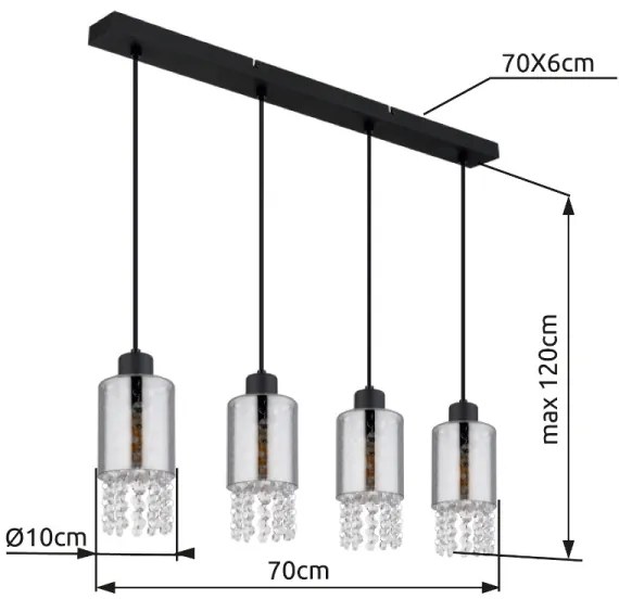 Globo 15799-4H - Luster na lanku BACKEY 4xE27/40W/230V čierna