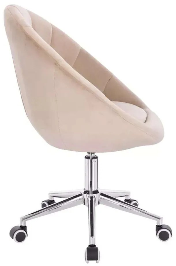LuxuryForm DESIGN Kreslo VERA VELUR na striebornej podstave s kolieskami - latte