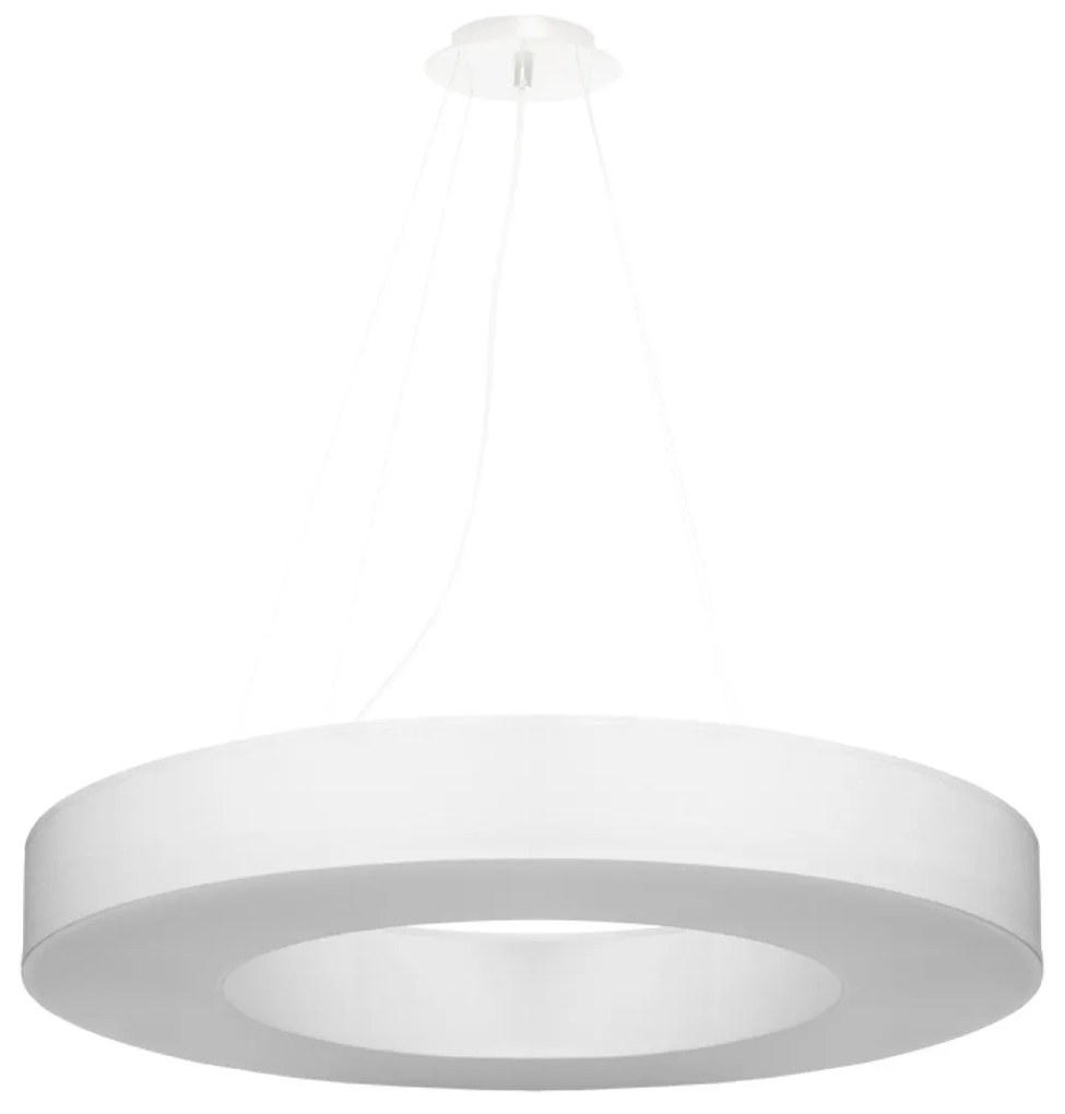 Závesné svietidlo Saturno Slim, 1x biele textilné tienidlo, (biely plast), (fi 70 cm)