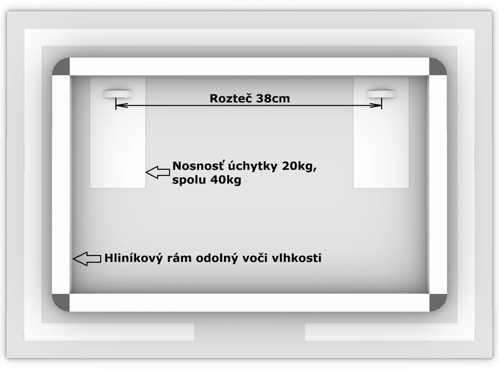 LED zrkadlo La Linea 100x70cm neutrálna biela - diaľkový ovládač Farba diaľkového ovládača: Čierna