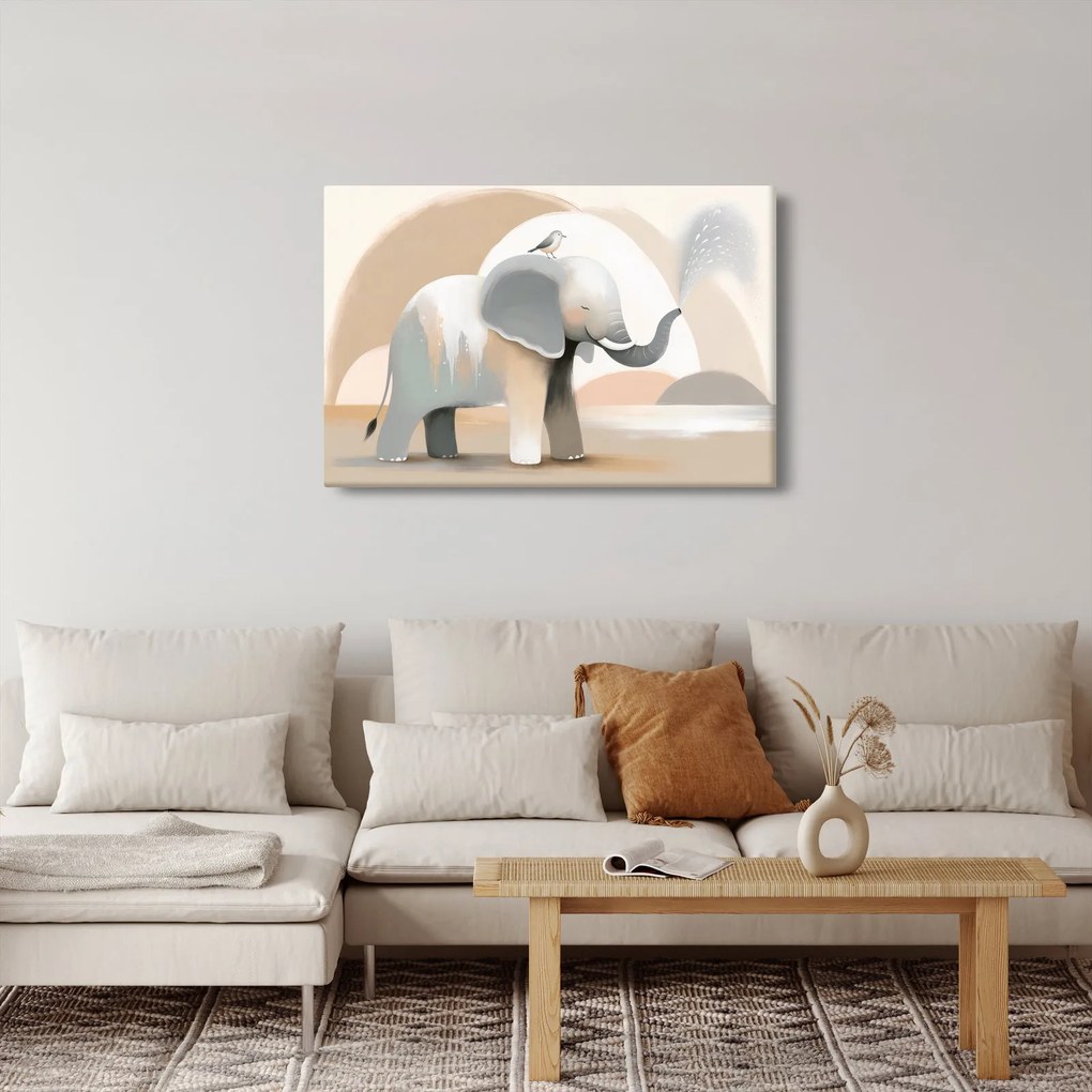 Obraz - Slon v pastelových farbách (90x60 cm)
