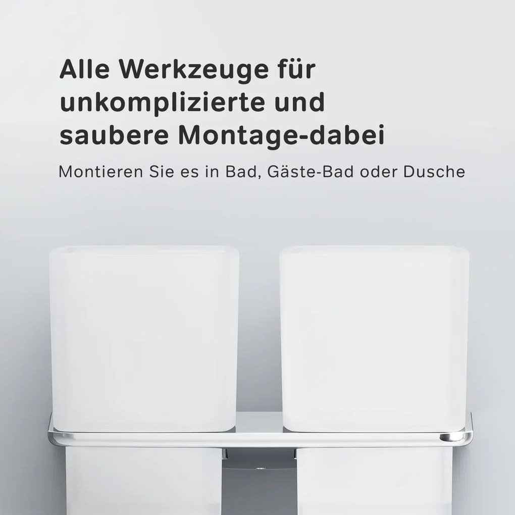 Sklenený pohár na zubné kefky AM.PM Inspire 2.0 AIB343400 nástenný, dvojitý, chróm