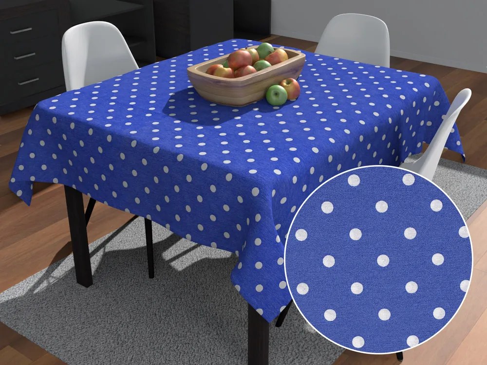 Biante Dekoračný štvorcový obrus Leona LN-022 Biele bodky na sýto modrom 70x70 cm