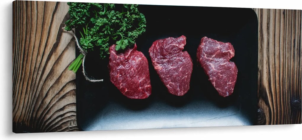 Obraz mäsa na tanieri (120x50 cm)