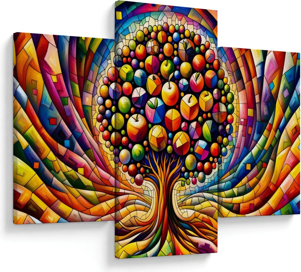 Obraz – Farebný strom s jablkami (90x60 cm)