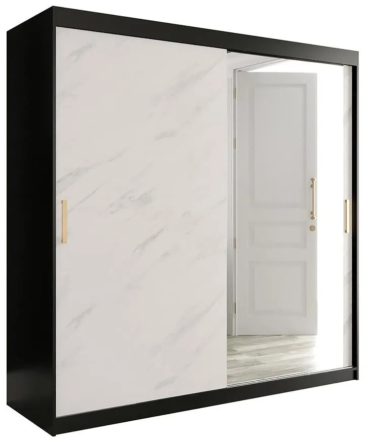 Skriňa Marmur T2 200 čierna/mramor biely