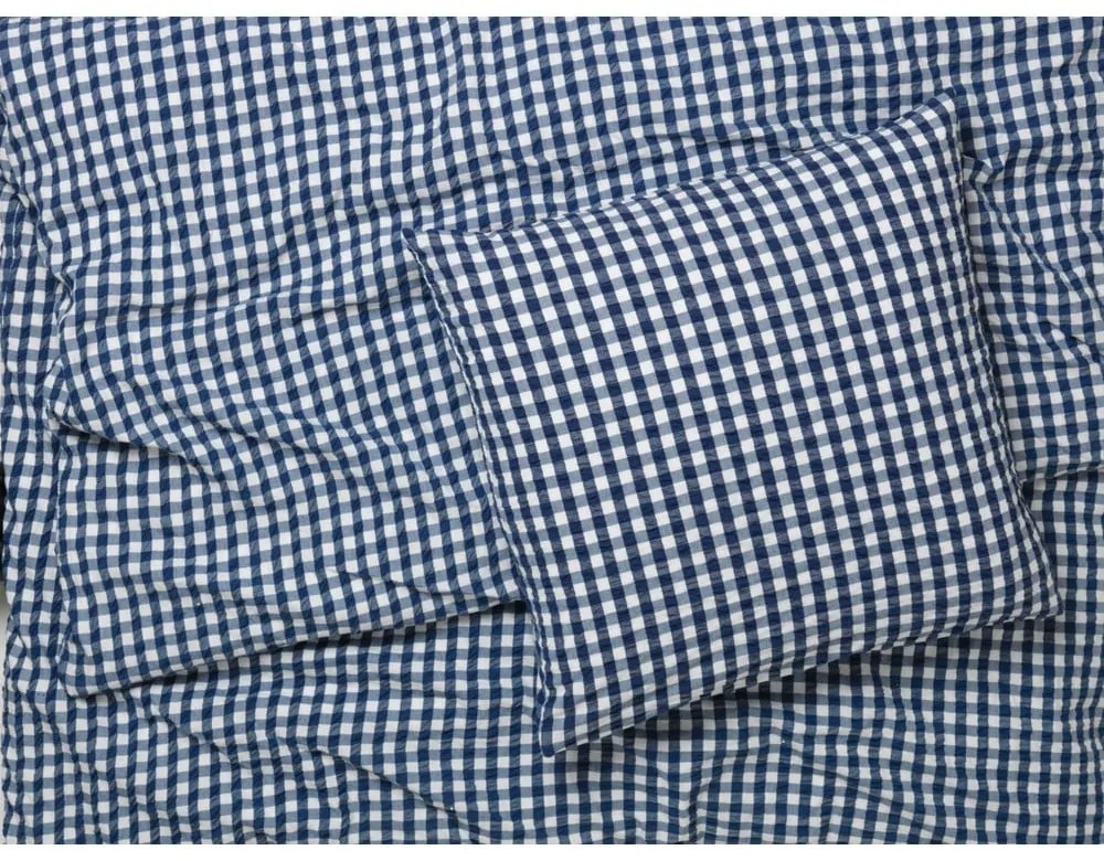 Bielo-tmavomodré krepové obliečky na jednolôžko 140x200 cm Bæk&amp;Bølge – JUNA