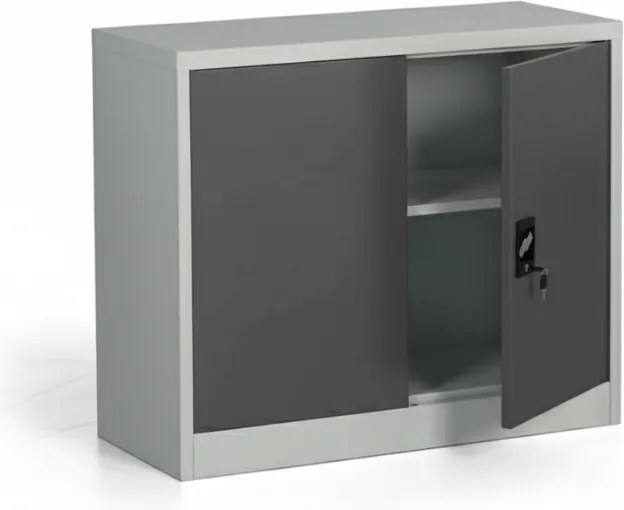 Kovová spisová skriňa, demontovaná, 1 polica, 950 x 800 x 400 mm, tmavo sivá