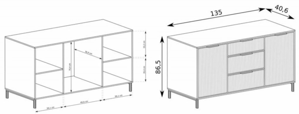 Komoda Eleganzo 135 cm indigo